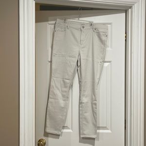 Very soft brushed cotton light khaki colored high-rise legging pants